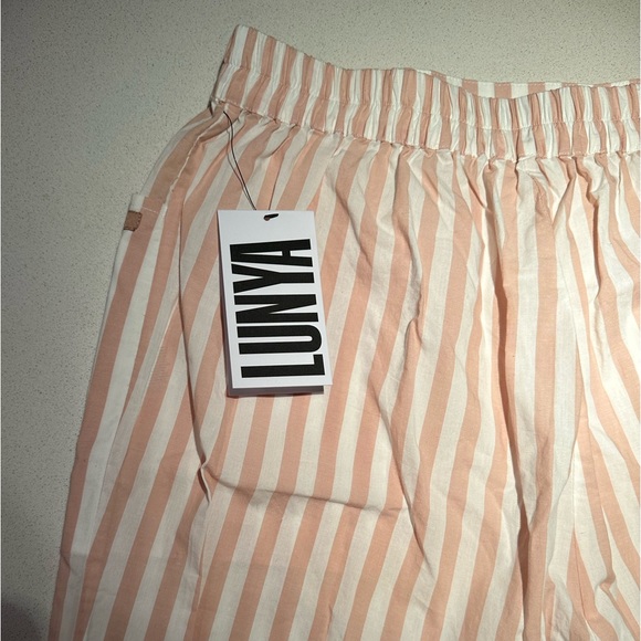 NWT Lunya Airy Cotton Short in Flushed Taupe Stripe - Sz XS - Picture 8 of 8